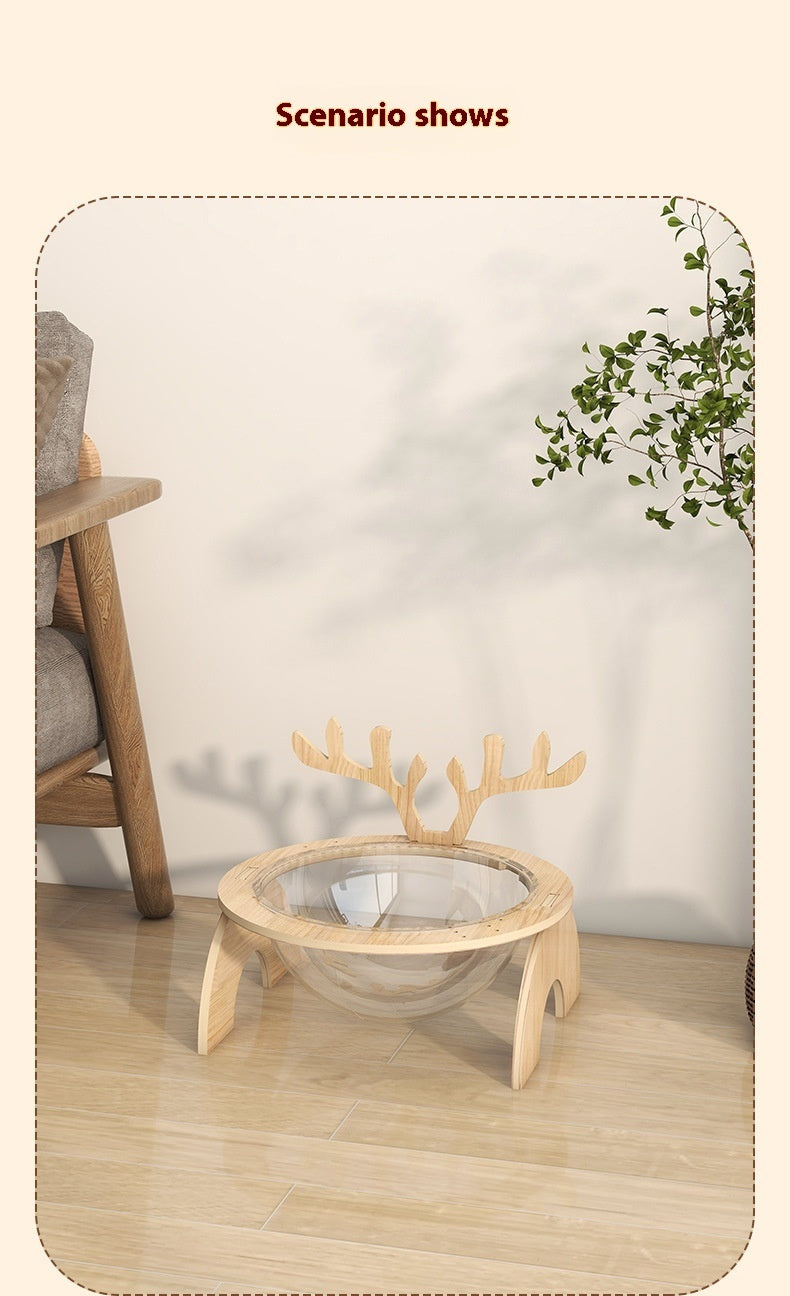 PAWRIO™ Antlers Cat Nest – Solid Wood Space Capsule Bed