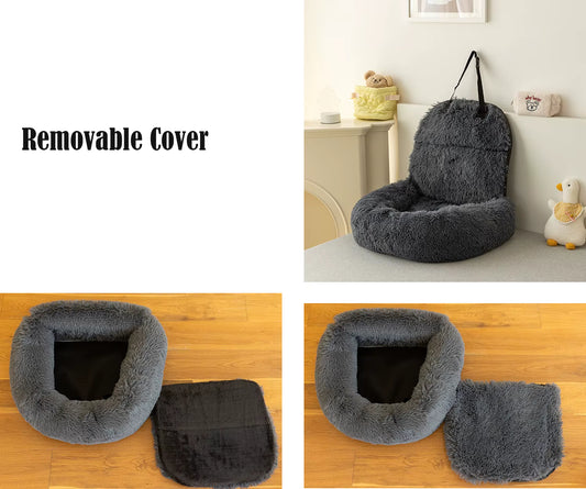 PAWRIO™ Deluxe Furry Car Bed – Soft & Secure Ride for Small Dogs