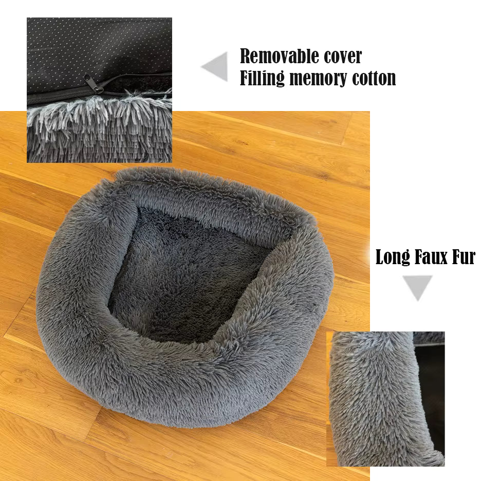 PAWRIO™ Deluxe Furry Car Bed – Soft & Secure Ride for Small Dogs