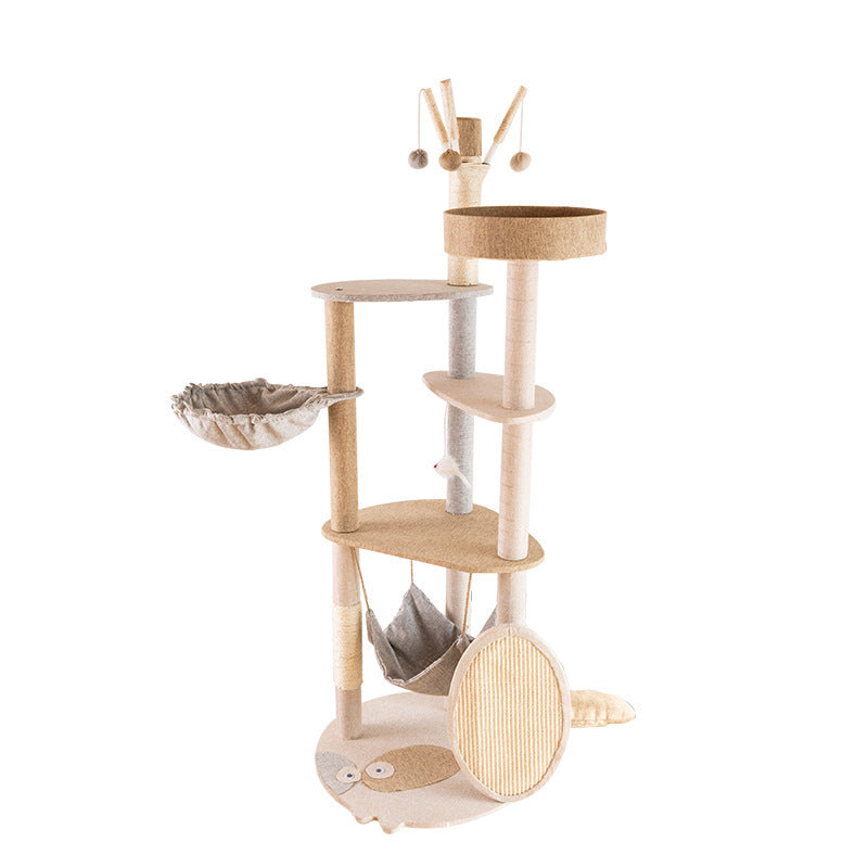 PAWRIO™ Luxury Wooden Cat Tree – Large Climbing Tower with Integrated Shelf