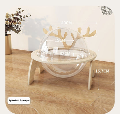 PAWRIO™ Antlers Cat Nest – Solid Wood Space Capsule Bed