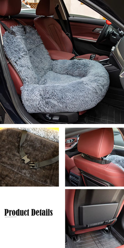 PAWRIO™ Deluxe Furry Car Bed – Soft & Secure Ride for Small Dogs