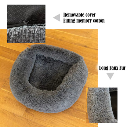 PAWRIO™ Deluxe Furry Car Bed – Soft & Secure Ride for Small Dogs
