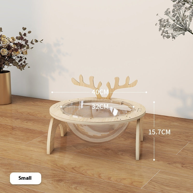 PAWRIO™ Antlers Cat Nest – Solid Wood Space Capsule Bed