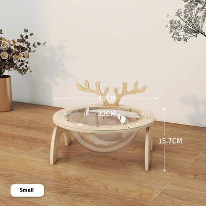 PAWRIO™ Antlers Cat Nest – Solid Wood Space Capsule Bed