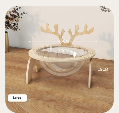 PAWRIO™ Antlers Cat Nest – Solid Wood Space Capsule Bed